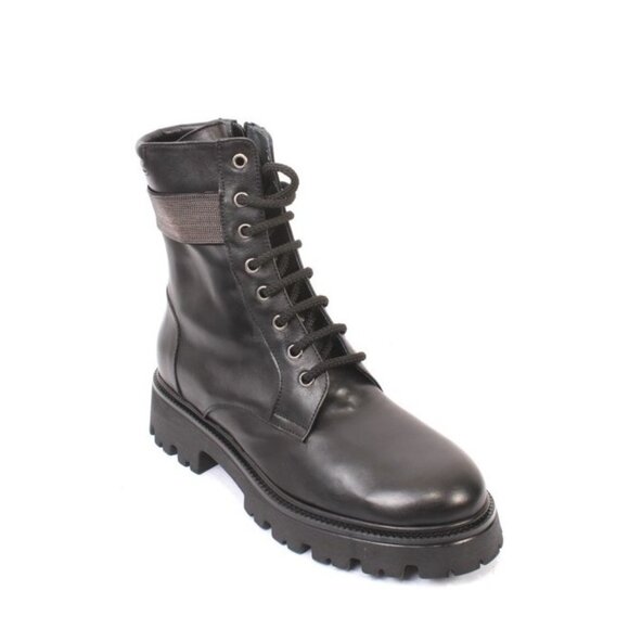 Vernissage 23271 Black Leather Zip-Up Lace-Up Ankle Boots